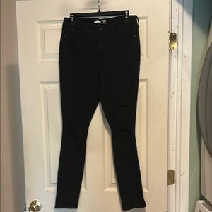 Old Navy Rockstar Super Skinny High Rise Distressed Jeans Size 10 Black
